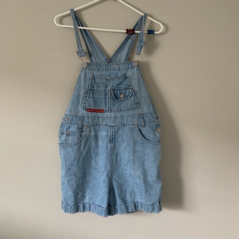 Blue jeans short overalls